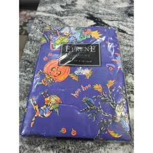 NEW Elrene Halloween 52x70 Oval  Flannel Back Vinyl Tablecloth Cats Owls Pumpkin